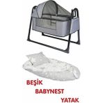 Btrend Babynest Yatak ve Yastık+ Cep Hediyeli Sallanır Sepet Beşik Bebek Beşiği Hamak 2 Li Set - Gri