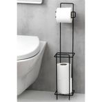 btrlady Wc Banyo Tuvalet Ayaklı Kağıtlık Yedekli Tuvalet Kağıtlığı Mat Siyah Vc