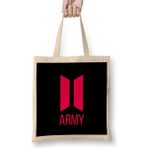Bts Army Gıft Colors Bez Çanta Uzun Saplı - Açık Bej - 40 X 40