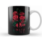 Bts Army Logo Rose Texture Flowers Kpop Army Kupa Bardak Porselen - 1 Adet - Beyaz - Siyah - Kırmızı - 330 ml