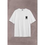 Bts Bangtan Boys Army Stars Yıldız Sırt Ön Baskılı Oversize Tişört Unisex T-Shirt Beyaz XL