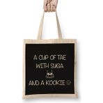 Bts Bangtan Boys Kpop A Cup Of Tae With Suga And A Kookie Bez Çanta Uzun Saplı - Açık Bej - 40 X 40