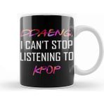 Bts Ddaeng I Can't Stop Listening To Kpop Army Kupa Bardak Porselen - 1 Adet - Beyaz - Siyah - Pembe - 330 ml
