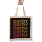 Bts Dynamite Bts Army Ripetitive Words Rainbow Kpop Bez Çanta Uzun Saplı - Açık Bej - 40 X 40