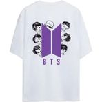 Bts K-Pop "bts Army" Sırt ve Göğüs Baskılı Yazılı Relaxed Kalıp Pamuklu Unisex T-Shirt - Beyaz