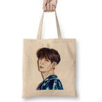 Bts Suga Dynamite Bts 01 Bez Çanta Uzun Saplı - Açık Bej - 40 X 40