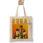 Bts Suga Min Yoongi Bez Çanta Uzun Saplı - Açık Bej - 40 X 40