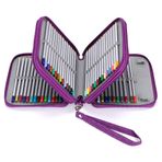 BTSKY Fermuarlı Kalem Kutusu-Kanvas 72 Yuvalı Prismacolor Suluboya Kalemler için Kullanışlı Kalem Tutucuları, Crayola Renkli Kalemler, Marco Kalemler (Mor)