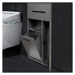 Bu 304 Paslanmaz Çelik Banyo, Gizli Çöp Kovası Dolabı, Dahili Tuvalet Kağıdı Tutacağı, Yatak Odası, Ofis, Mutfak için Depolama Rafı ve Fırça Tutacağı (Siyah, 39,9 x 67,1 x 14 cm)
