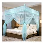 Bu 4 Köşe Direkli Yatak Kanopi Cibinlik, Prenses Odası Yatak Odası Dekoru Romantik Dantel İşlemeli Ayaklı Yatak Perdesi (Renk: Mavi, Boyut: 180X200 cm/71X79in)