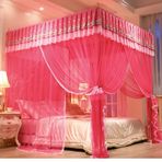 Bu 4 Köşe Direkli Yatak Kanopi Cibinlik Tek Kişilik Yatak Çift Kişilik Yatak İçin, Kurulumu Kolay Yatak Odası Dekoru Yatak Perdeleri (Renk: Pembe-2, Boyut: 180X200cm/71X79in)