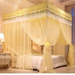 Bu 4 Köşe Direkli Yatak Kanopi Cibinlik Tek Kişilik Yatak Çift Kişilik Yatak İçin, Kurulumu Kolay Yatak Odası Dekoru Yatak Perdeleri (Renk: Sarı, Boyut: 180X200cm/71X79in)