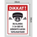 Bu Alanda 7/24 Ses ve Görüntü Kaydı Yapılmaktadır Tabela Levha 24X34 cm Polikarbon - 24 x 34 cm - 1 Adet - 24x34cm