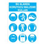 Bu Alanda Koruyucu Malzeme Kullan Uyarı Tabelası - 35x50 Alüminyum Kompozit Panel - Dİ20