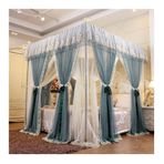 Bu Avrupa Mahkemesi Yatak Kanopi Cibinlik, Prenses Odası Yatak Odası Dekoratif Yatak Perdesi Braketli Tek Kişilik Çift Kişilik Yatak (Renk: Yeşil-B, Boyut: 180X220 cm/71X87in)