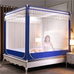 Bu Cibinlik Yatak Kanopisi için Tek Kişilik - King Boy Polyester Sivrisinek Önleyici Perde Ağı 3 Kapılı Yatak Odası Çadırı Kurulumu Kolay, Mavi, 150 x 200 cm