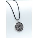 Bu Farklı Vegvisir Viking Pusula Deri ip Kolye - Gümüş Kaplama - Kadın Erkek Kolye - No:856