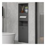 Bu Fırçalanmış Paslanmaz Çelik Gömme Banyo Rafı Sepetli - 30 x 86 x 14 cm, Banyo Yer Tasarrufu Çözümü, Düzenli Odalar için Modern