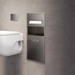 Bu Gömme Tuvalet Kağıdı Tutacağı ve Dahili Çöp Kovası, Paslanmaz Çelik Duş Depolama Rafı, Banyo ve Mutfak için Basmalı Tip Anahtar, Modern Tasarım (Siyah)