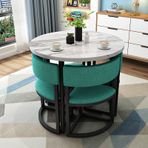 Bu modern yemek masası seti, 4 kişilik yuvarlak yemek masası, sandalyeler, balkon, oturma odası, ofis, iş ve müzakere için kombine sehpa