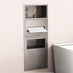 Bu Nizer Gömme Duş Rafı - Tuvalet Kağıdı Tutacağı ve Entegre Sepetli Paslanmaz Çelik, Koyu Gri, 520 x 200 x 135 mm - Banyo ve Mutfak için İdeal