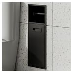 Bu Paslanmaz Çelik Duş - Gömme Tuvalet Kağıdı Tutacağı ve Banyo, Mutfak ve Oturma Odası için Dahili Çöp Kovası Rafı - Kolay Kurulum, Modern Siyah Kaplama, Yerden Tasarruflu Çözüm