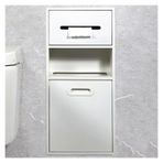 Bu Paslanmaz Çelik Gömme Çöp Kovası Duş Yuvası Tutacağı ve Şampuan ve Banyo Tuvalet Malzemeleri için Dahili Depolama Rafı, Beyaz, 30 x 67 x 14 cm (11,