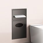 Bu paslanmaz çelik gömme raf, duş ve banyo için, tuvalet kağıdı tutuculu ve çöp tutuculu, şık ve yer tasarrufu sağlar, modern banyolar için idealdir.