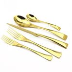 Bu Silverware çatal bıçak takımı seti, 5/20/30/40/50/60 parça, paslanmaz çelik renk, şampanya altın, çatal bıçak takımı ve kaşık seti, Mirror Hotel Steak Cuts. Şampanya altın-10Set50 adet, şampanya