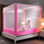 Bu Sivrisinek Ağı Yatak Kanopisi için Tek Kişilik - King Boy Polyester Sivrisinek Önleyici Perde Ağı 3 Kapılı Yatak Odası Çadırı Kurulumu Kolay, Pembe, 180 x 200 cm