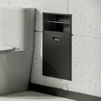 Bu Su Geçirmez Paslanmaz Çelik Banyo Rafı, Tuvalet Malzemeleri ve Entegre Çöp Kovası için Gizli Depolama Alanı ile Banyo ve CU için Yerden Tasarruf Sağlar