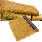 Bu Yangına Dayanıklı Meksika Thatch Çatı Paneli 1x3m, Tiki Bar Veranda Şemsiye Çit Dekoru için Sarı Sahte Palmiye Yaprakları - Dayanıklı Yapay Thatch