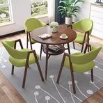 Bu yuvarlak 5 parçalı sehpa, ofis resepsiyon odaları, konferans odaları, müzakere masaları, ofis resepsiyonları için kulüp masaları için, lounge ve oturma odaları için de uygundur ve 4 sandalye ile