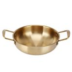 Buachois Kore Ramen Pot Altın Paslanmaz Çelik Güveç Stok Tava Çok Amaçlı Güveç Tava Mutfak Tencere Gaz Sobası, İndüksiyon Soba(24cm)