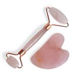 Buba L.I.F.E Pembe Kuvars Doğal Taş Face Roller + Gua Sha İkili Yüz Masajı Seti