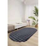 Bubble Oval Yumuşak Peluş Kaymaz Salon Oturma Odası Balkon Halısı Yolluk Antrasit 100 x 100