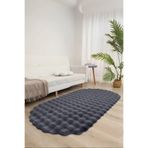 Bubble Oval Yumuşak Peluş Kaymaz Salon Oturma Odası Balkon Halısı Yolluk Antrasit 120 x 300