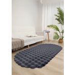 Bubble Oval Yumuşak Peluş Kaymaz Salon Oturma Odası Balkon Halısı Yolluk Antrasit