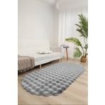 Bubble Oval Yumuşak Peluş Kaymaz Salon Oturma Odası Balkon Halısı Yolluk Gri 100 x 250