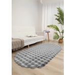 Bubble Oval Yumuşak Peluş Kaymaz Salon Oturma Odası Balkon Halısı Yolluk Gri