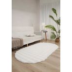 Bubble Oval Yumuşak Peluş Kaymaz Salon Oturma Odası Balkon Halısı Yolluk Krem