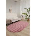 Bubble Oval Yumuşak Peluş Kaymaz Salon Oturma Odası Balkon Halısı Yolluk Pembe - 120 x 250 cm