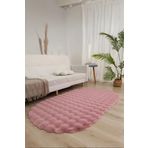 Bubble Oval Yumuşak Peluş Kaymaz Salon Oturma Odası Balkon Halısı Yolluk Pembe 80 x 250