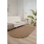 Bubble Oval Yumuşak Peluş Kaymaz Salon Oturma Odası Balkon Halısı Yolluk Vizon - 120 x 180 cm