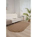 Bubble Oval Yumuşak Peluş Kaymaz Salon Oturma Odası Balkon Halısı Yolluk Vizon 150 x 250