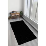 Bubble Tavşan Tüyü, Kaymaz Süet Taban, Süper Soft, Ultra Lüks, Yıkanabilir Halı, Siyah, 80 x 300