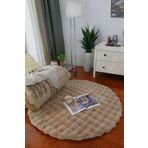Bubble Yuvarlak Vizon Uzun Tüylü Yumuşak Peluş Kaymaz Yıkanabilir Salon Oturma Odası Balkon Halısı