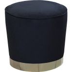 Bubi Parlak Gold Silindir Puf - Siyah