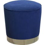 Bubi Parlak Silver Silindir Puf - Lacivert
