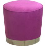 Bubi Parlak Silver Silindir Puf - Mürdüm